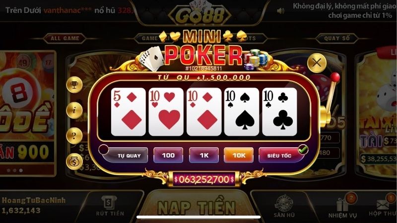Review Mini Poker Go88: Có Gì Ở Nhà Cái Uy Tín?